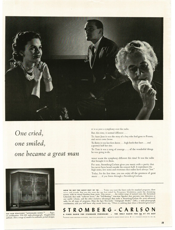 1941 Stromberg Carlson Floor radio Igor Stravinsky Autograph Model Vintage Ad 2 - Image 1 of 1