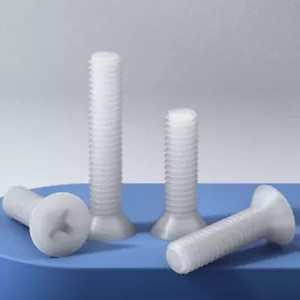 Tornillos de cabeza contrahundida de nailon pernos de cabeza plana de plástico blanco Phillips M2.5 - M8 - Imagen 1 de 7