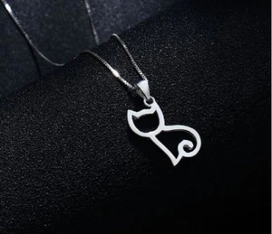 Cat Charm Pendant 925 Sterling Silver Chain Necklace Women Jewellery Love Gifts - Picture 1 of 2