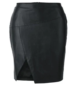 Ladies Heine Black Nappa Leather Pencil Skirt UK Sz 18 BNWT - Picture 1 of 2