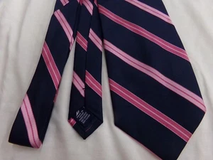Nautica Black With Pink Stripes 100% Silk Mens Necktie - Picture 1 of 4