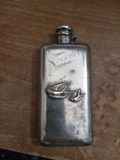 Antique 1892 silver plated flask Christmas present two birds in flight with name