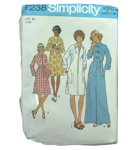 Rare Simplicity c1975 Vintage Sewing Pattern 7328 Robes 2 Lengths Misses 10 Cut - Picture 1 of 7