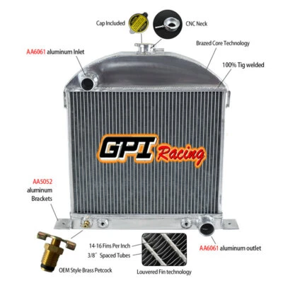 Подходит для Ford модели A рубленый с двигателем Chevy 1928-1931 алюминиевый радиатор - Изображение 1 из 4