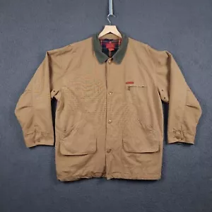 Vintage MOOSE CREEK Jacket Mens 2XL Khaki Brown Barn Field Coat Flannel Lined - Picture 1 of 11