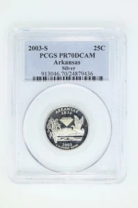 2003 S 25C Silver Arkansas State Quarter PCGS PR70DCAM - Picture 1 of 2