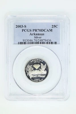 2003 S 25C Silver Arkansas State Quarter PCGS PR70DCAM - Image 1 of 2