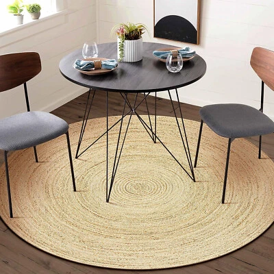 Braided Jute Round Rug 3 Ft x 3 Ft Natural Fiber Reversible Beige Area Rug - Image 1 of 4