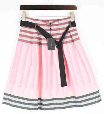 Cop Copine Acapulco Skirt Women (EU) 36 Mini With Belt Pleated Pattern Striped - Image 1 of 4
