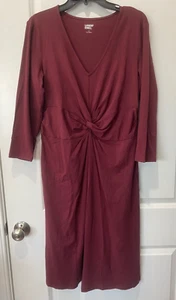 Lands’ End Women’s V-Neck Stretch Pullover Dress with Pockets Size L 14 - Picture 1 of 8