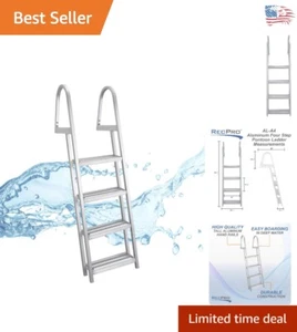 Compact and Lightweight Boat Dock Ladder - Silver Aluminum 300 lb Capacity - Picture 1 of 10