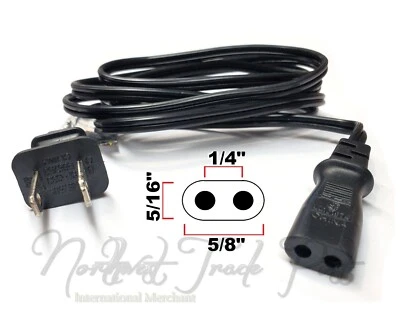 NORTHWEST TRADE POST 2-Pin Oval Power Cord for Technics Turntable Record Player Model SL-B350 SL-10 +