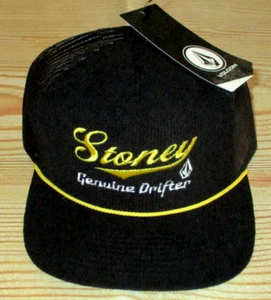 MENS VOLCOM BLACK CORDUROY SNAPBACK TRUCKER HAT ADJUSTABLE CAP ONE SIZE - Picture 1 of 3