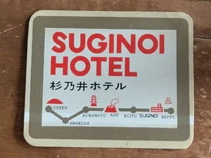 Etiqueta de equipaje Suginoi Hotel Beppu Onsen Japón vintage años 60 - Imagen 1 de 2