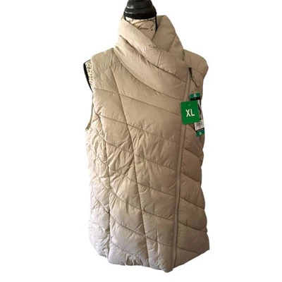 Nicole Miller Cream Quilted Puffer Side Zip Vest Jacket Size XL - Image 1 of 4