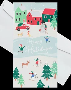 Tarjeta porta dinero de regalo con sobre 3,25" x 6,25" - cachorro perro de Santa - Imagen 1 de 3