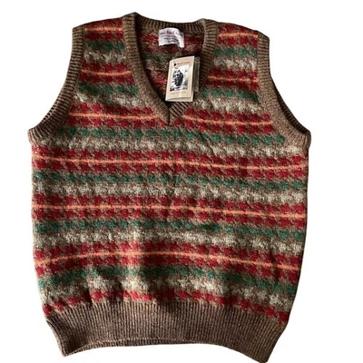 MICHAEL ROSS Hand Framed Knit Slipover Vest Size Large 100% Wool England NWT - Image 1 of 4