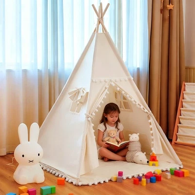 Large Children Indian Tent Canvas Teepee Wigwam Indoor Outdoor Kids Play House* - Image 1 of 4