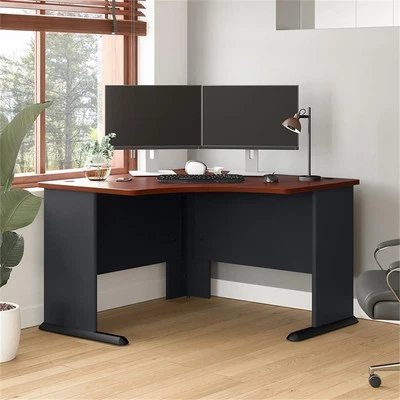 BBF Series A 48W Corner Desk in Hansen Cherry and Galaxy - Engineered Wood