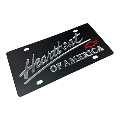 Espejo Chevrolet "Heartbeat Of America" Script 3D Negro Placa (Licencia) Foto 1 de 4