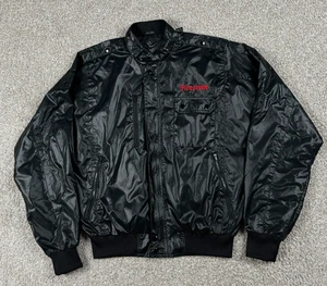 VTG Firestone Jacket Mens Medium Black Full Zip Bomber Lightweight Racing 80s - Picture 1 of 10