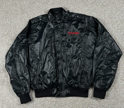 VTG Firestone Jacket Mens Medium Black Full Zip Bomber Lightweight Racing 80s - Image 1 of 4