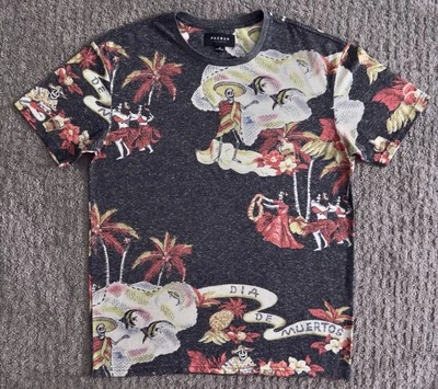 Camiseta PACSUN Día de Muertos Estampado Tropical Nubby! Día de Muertos Talla M 42” Usado en Excelente Condición Foto 1 de 4