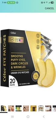 Золотистые коллагеновые пластыри под глаза (20 пар) — темные круги — пухлые глаза — морщины - Изображение 1 из 4