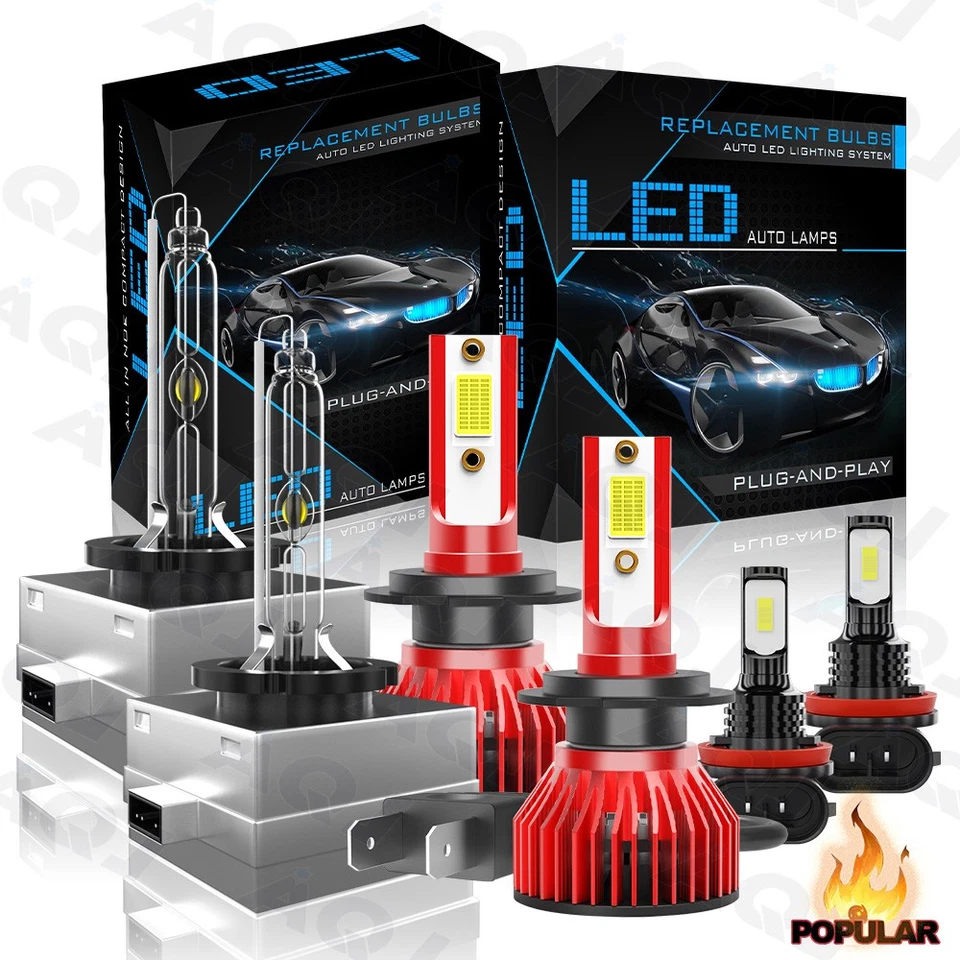 LED HID Headlight Bulbs Hi/Lo Beam Fog Light white kit For BMW 535i GT 2010-2011 Foto 1 de 4