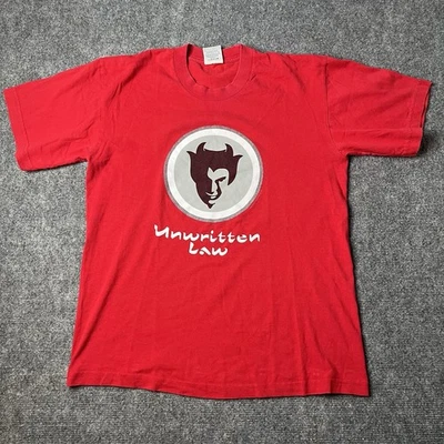 Camiseta masculina vintage 2001 não escrita Law Punk Rock M Skate Nu banda de metal - Imagem 1 de 4