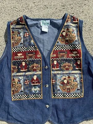THE QUACKER FACTORY Noah's Ark Santa Claus Patchwork Vest Festive 1X ❤️tb11j19 - Image 1 of 4
