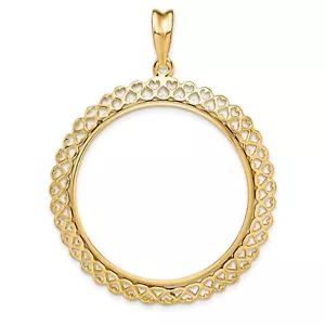 2006-Now $50 1 oz American Buffalo Prong Set Hearts Coin Bezel in 14k Gold - Picture 1 of 7