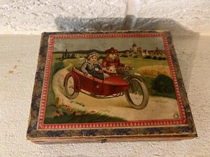 Scarce Children's Motorcycle Auto WOODEN BLOCKS C1910 RARE WITH Box and cards - Picture 1 of 17