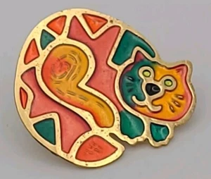 Rainbow Calico Cat Colored Enamel Retro Cat Pin Tac Pin - Picture 1 of 4