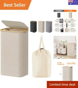 100L Laundry Basket with Lid, Clothes Hampers for Laundry with Bamboo Handles... - Picture 1 of 10
