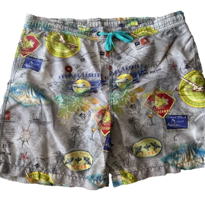 Tommy Bahama Relax Estampado Aviador Gris Forrado Para Hombres VINTAGE Pantalones Cortos de Natación Talla Grande Foto 1 de 4