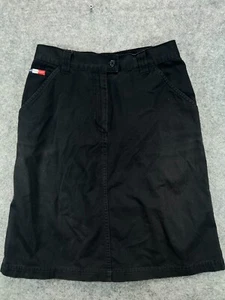French Cuff Skirt Womens 8 Black Twill 100% Cotton Work Casual Ladies - Picture 1 of 9