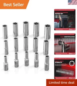 Durable 15pc Metric Deep Socket Set | 3/8-Inch Drive | Anti-Corrosion Finish - Bild 1 von 9