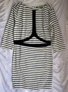 NWOT Xtaren Plus Striped Back Zip Dress 2X White Black (R7) - Picture 1 of 3