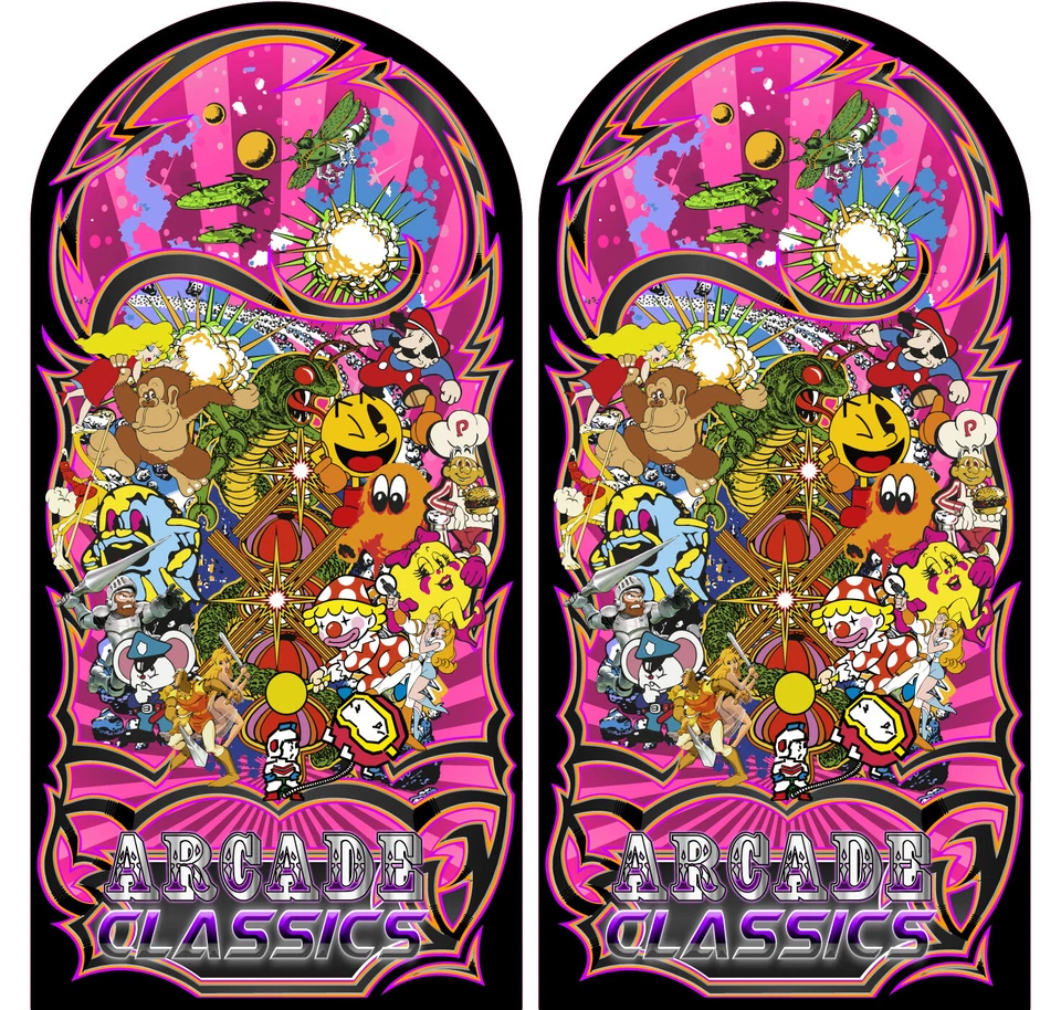 Mame Multicade Classics SideArt Arcade Cabinet Graphics Decals Stickers pink set - Image 1 of 1