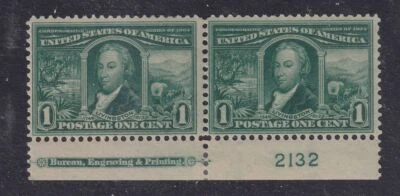 1904 Louisiana Purchase 1c green Sc 323 plate number & imprint MHR OG (VB - Image 1 of 2