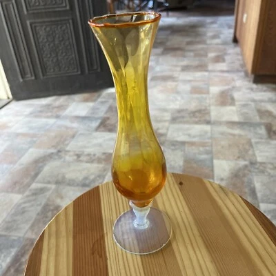 Vintage Orange Bud Vase 20cm High White Stem 6 Cm Opening - image 1 of 4