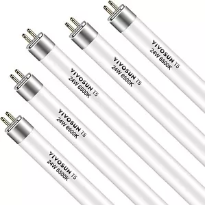 VIVOSUN Grow Lamps 5 Packs 2FT/22IN 6500K T5 Fluorescent Grow Light Bulbs - Picture 1 of 7