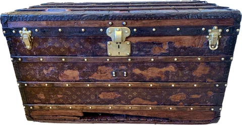 Antique Rare Large Louis Vuitton Steamer Trunk - LV Canvas 1890 - Malle / Case Cover