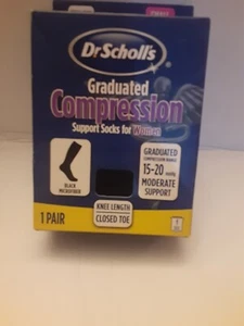 Dr Scholls Moderate Compression Support Knee Socks Women Black Small Closed Toe - Picture 1 of 3