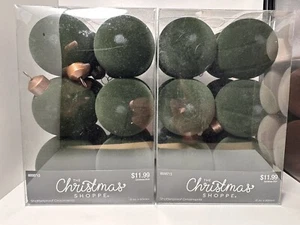 Hobby Lobby Green Velvet Flocked Christmas Ball Ornaments Set of 24 NEW TikTok - Picture 1 of 1