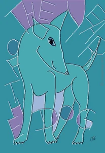 JACQUELINE DITT - Year of the Dog-blue ltd.sign.Original Druck Grafik ger.Hund - Bild 1 von 3