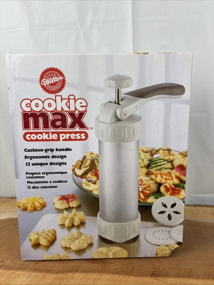 Винтажный пресс для печенья Wilton Cookie Max - 12 дисков новый в упаковке 2001 - Изображение 1 из 4