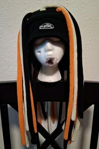 Cappello vintage Y2K copricapo mentale Dreadlock pile snowboard nero arancione crema - Foto 1 di 9
