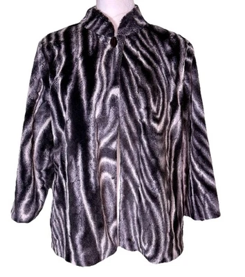 Chaqueta retro de piel sintética con estampado de cebra para mujer glamour fiesta noche mafia esposa talla 10 Foto 1 de 4